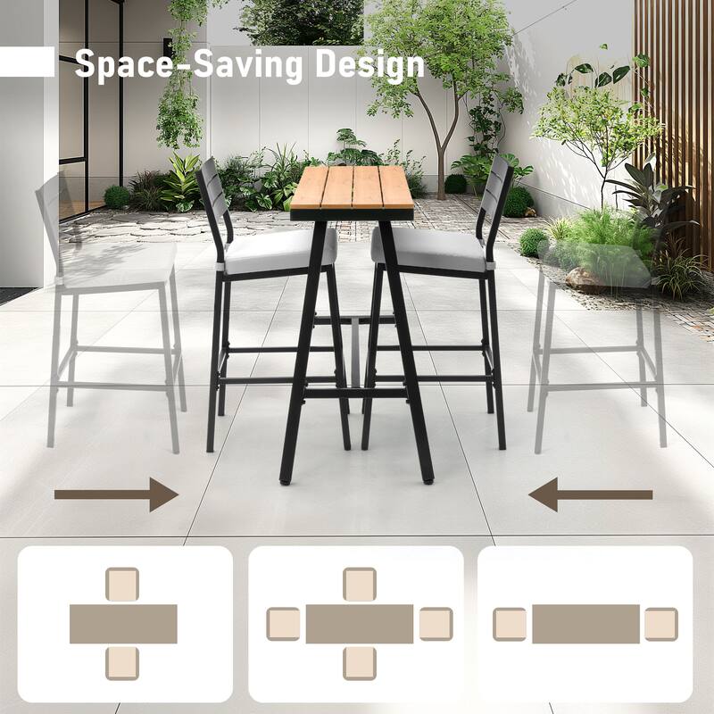 Pellebant Outdoor Bar Table Patio Rectangular