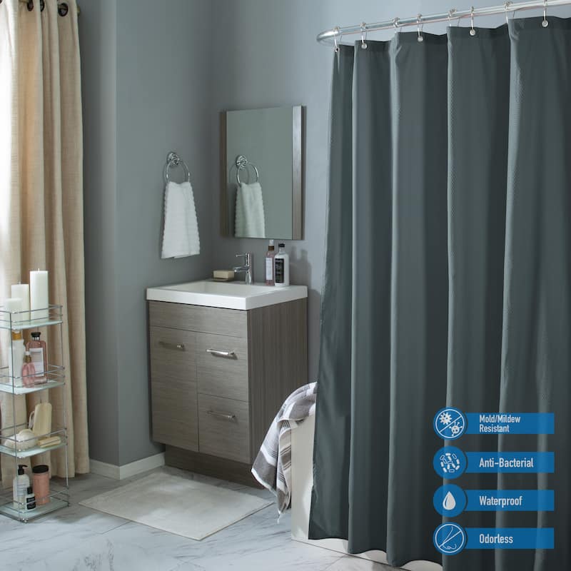 Bath Bliss Microfiber Soft Touch Diamond Design Shower Curtain Liner in Charcoal
