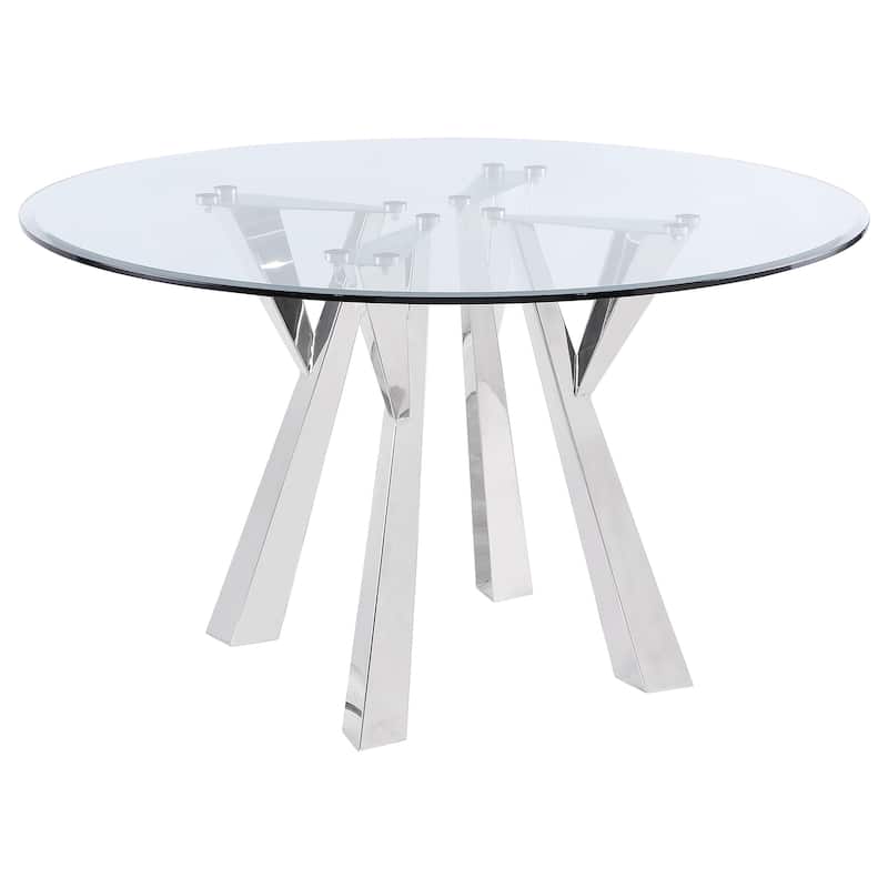 Alaia Clear Glass Top Dining Table Chrome - Round