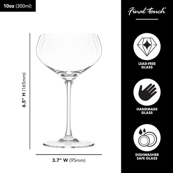 Final Touch Set of 2 Coupe Lead Free Crystal Glasses - 10 oz - Bed Bath ...