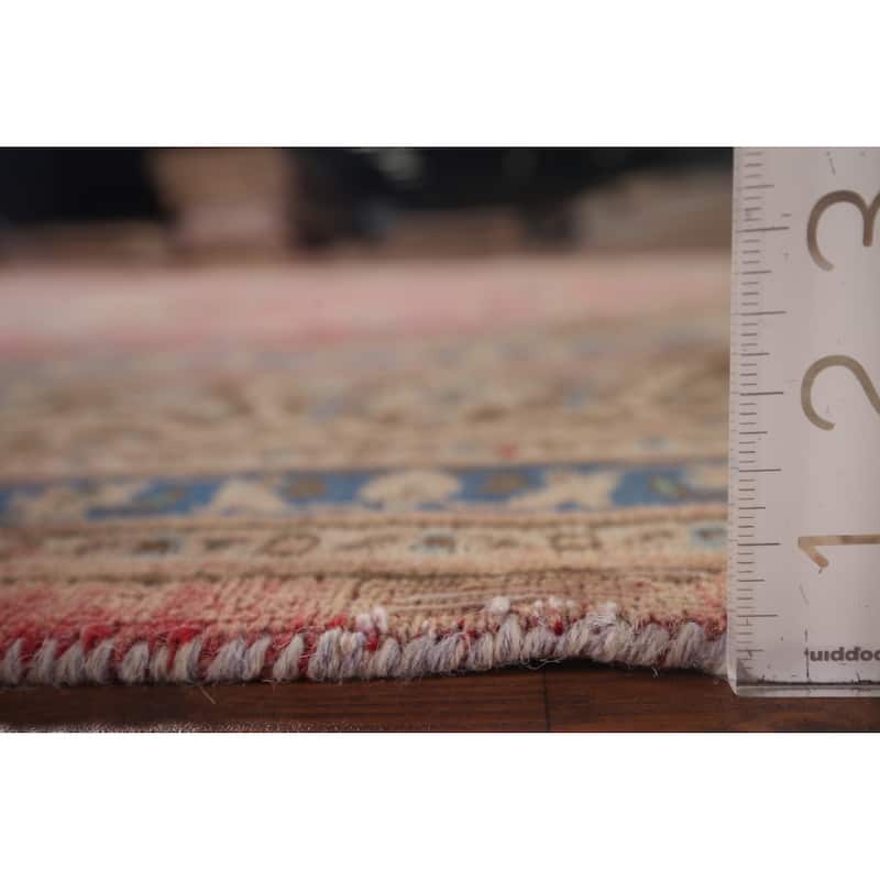 Distressed Pink Mashad Persian Vintage Rug Handmade Wool Carpet - 6'5"x 9'5"