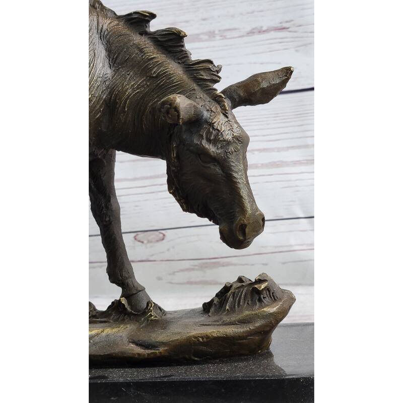 Donkey Mule Bronze Statue Sculpture Handmade Art Figure By Barye On Marble Base