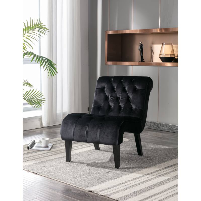 Velvet Tufted Armchair, Upholstered Barrel Chair, for Living Room