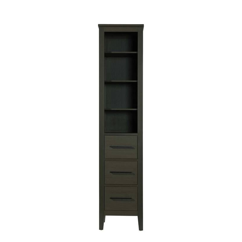 Laura 16-28 Inch Open Shelving Bath Storage Cabinet - Mocha Brown - 16"