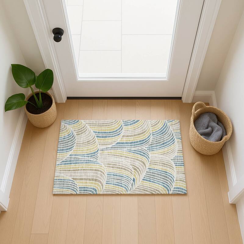 Machine Washable Indoor/ Outdoor Modern Parsons Chantille Rug