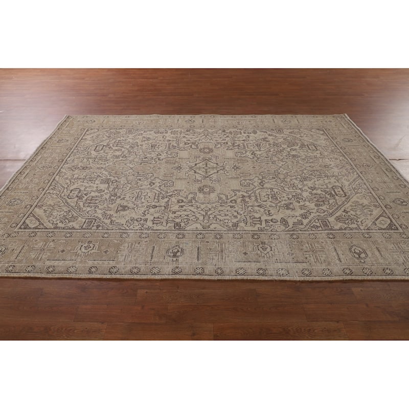 Distressed Tabriz Persian Vintage Rug Handmade Traditional Wool Carpet - 6'5"x 9'2"