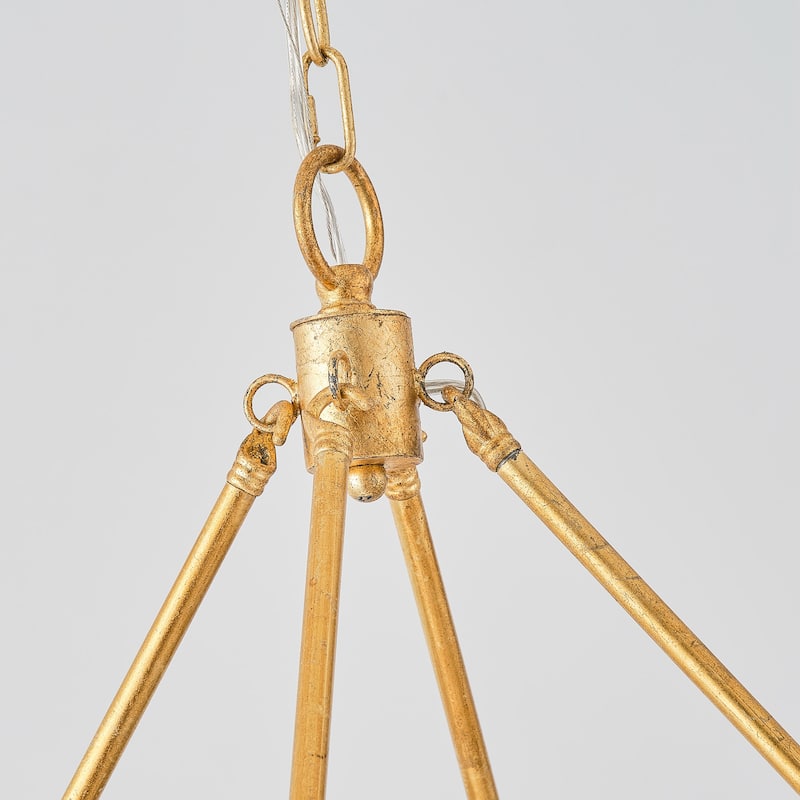 Modern Farmhouse Gold Natural Jute Large Candle Chandelier - 27.6 in. D x 27.6 in. W x 23.6 in. H