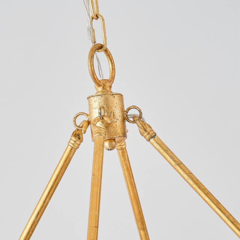 8-Light Farmhouse Boho Gold Natural Jute Large Candle Wavy Wagon Wheel Chandelier - 27.6 in. D x 27.6 in. W x 23.6 in. H