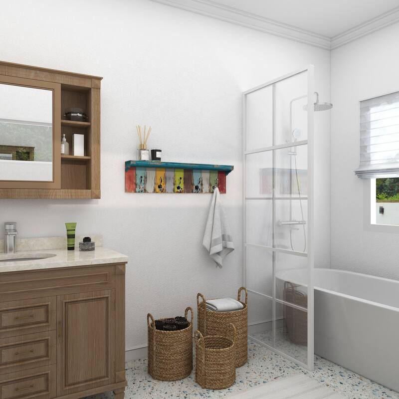 Multi Colored Wood 10 Hangers Wall Hook - 35 x 5 x 9