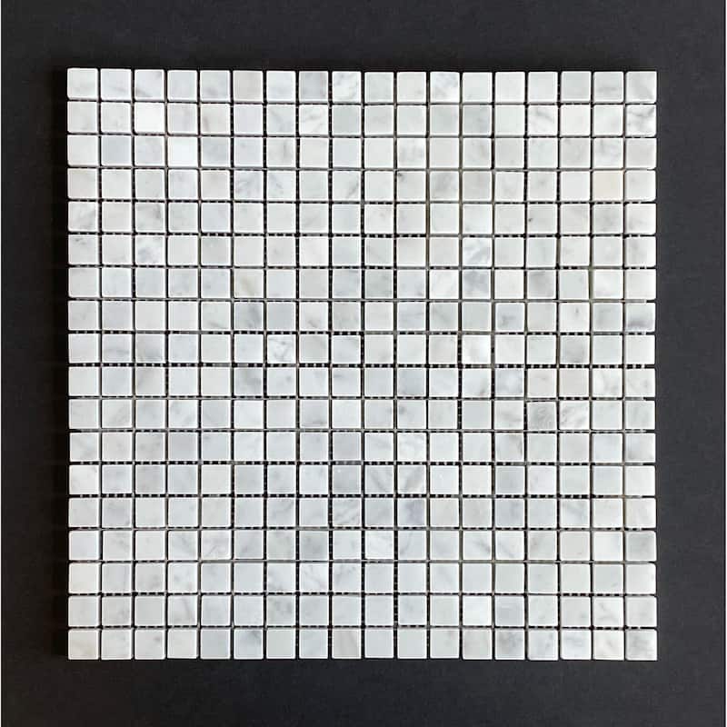 5/8 x 5/8 Grid Marble Mosaic Tiles - Case (10 Sheets) - White Carrara