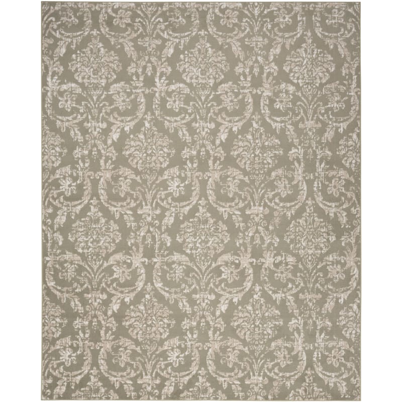 Nourison Jane Farmhouse Vintage Indoor only Damask Area Rug - 7' 10" x 9' 10" - Olive