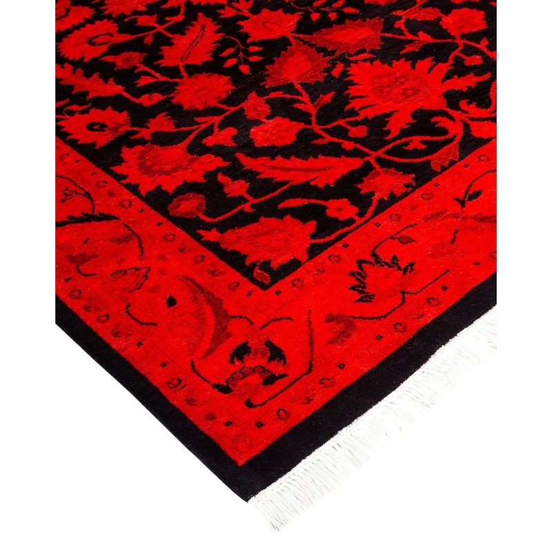 Overton Hand Knotted Wool Vintage Inspired Modern Contemporary Overdyed Red Area Rug - 3' 1" x 5' 0"