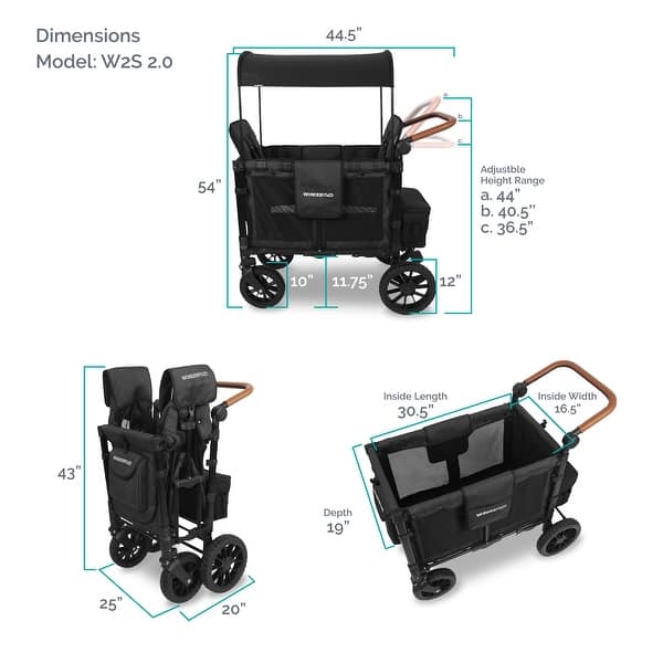 W2 Luxe Premium Push Quad Stroller-Charcoal Gray
