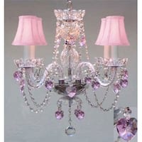 Chandelier Lighting With Crystal Pink Shades Hearts H25 X W24 Chandelier Lighting With Crystal Pink Shades Hearts Perfect For Kid S Rooms