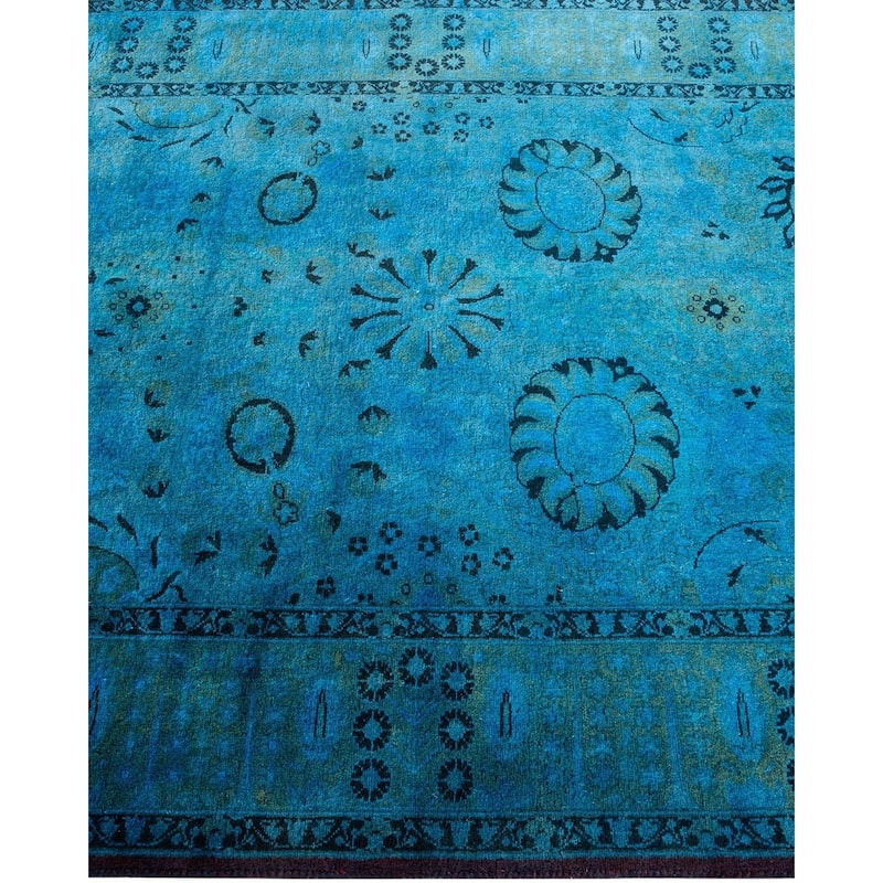 Overton Hand Knotted Wool Vintage Inspired Modern Contemporary Overdyed Blue Area Rug - 3' 1" x 5' 3"