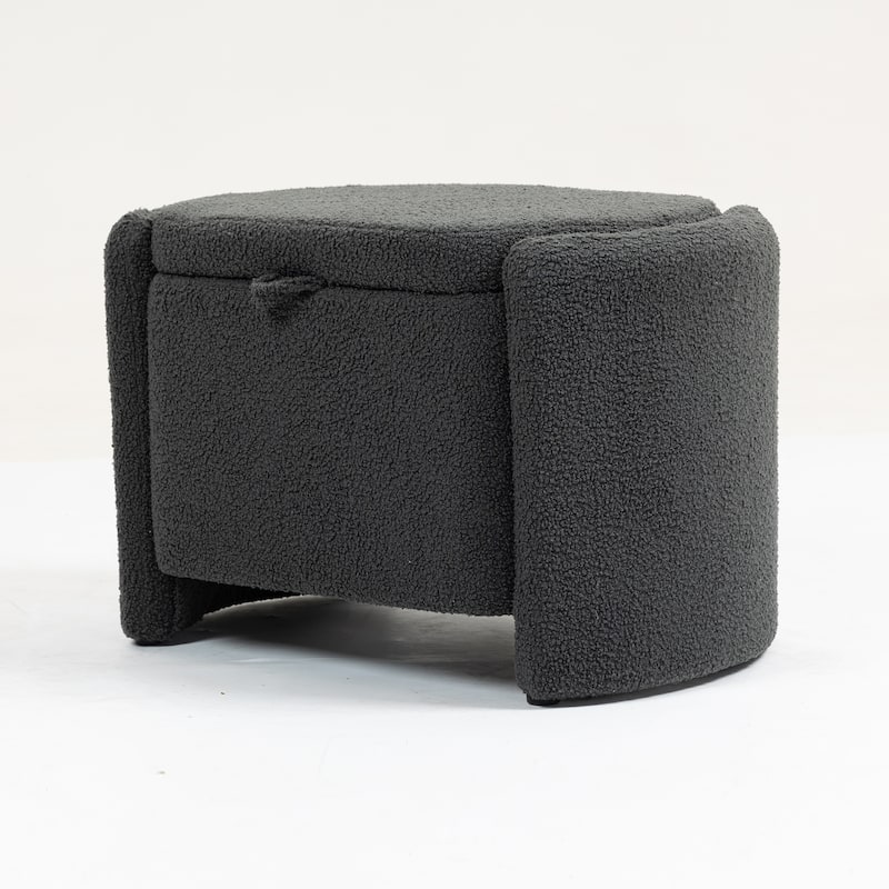 Modern Accent Chair with Wood Frame, Upholstered Ottomans Chairs