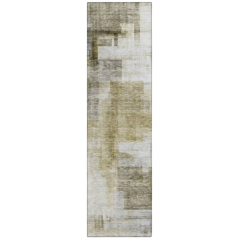 Machine Washable Indoor/ Outdoor Contemporary Abstract Chantille Rug