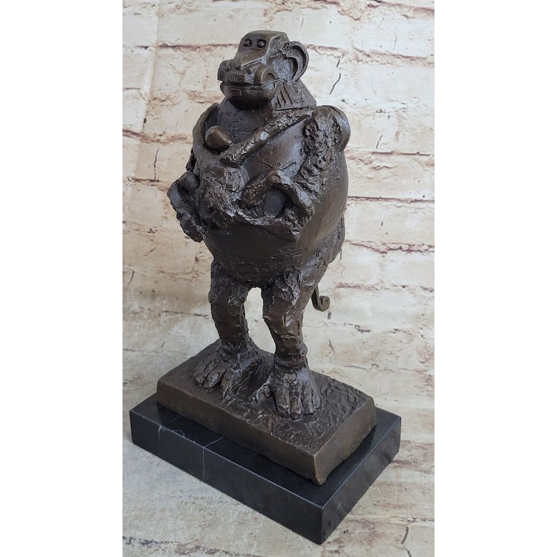 Pico Abstract Baboon And Baby Monkey Bronze Sculpture Marble Statue Art