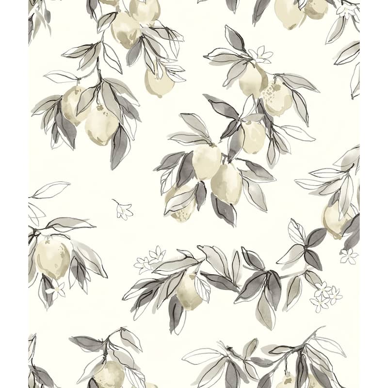 Chesapeake Lemonade Charcoal Citrus Wallpaper - Grey