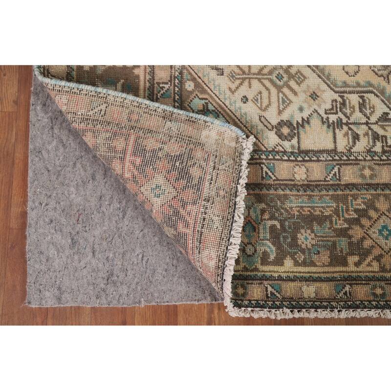 Hand Knotted Oriental 100% Wool Carpet Traditional Medallion Peach Tabriz Area Rug - 9' 10'' X 6' 4''