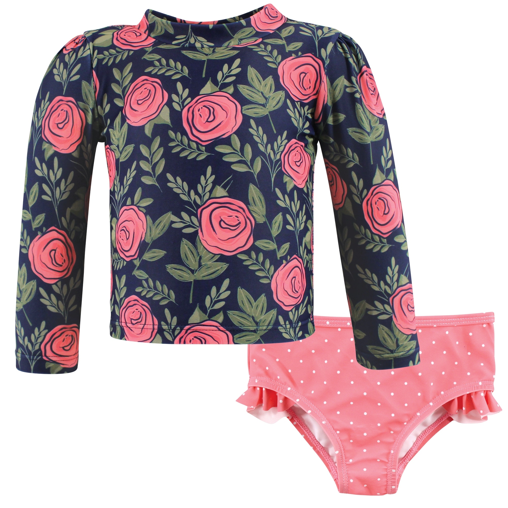 Hudson Baby Girls Swim Rashguard Set, Leafy Floral