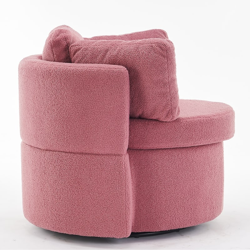 Fabric Swivel Chair With Storage and Back Cushion For Living Room