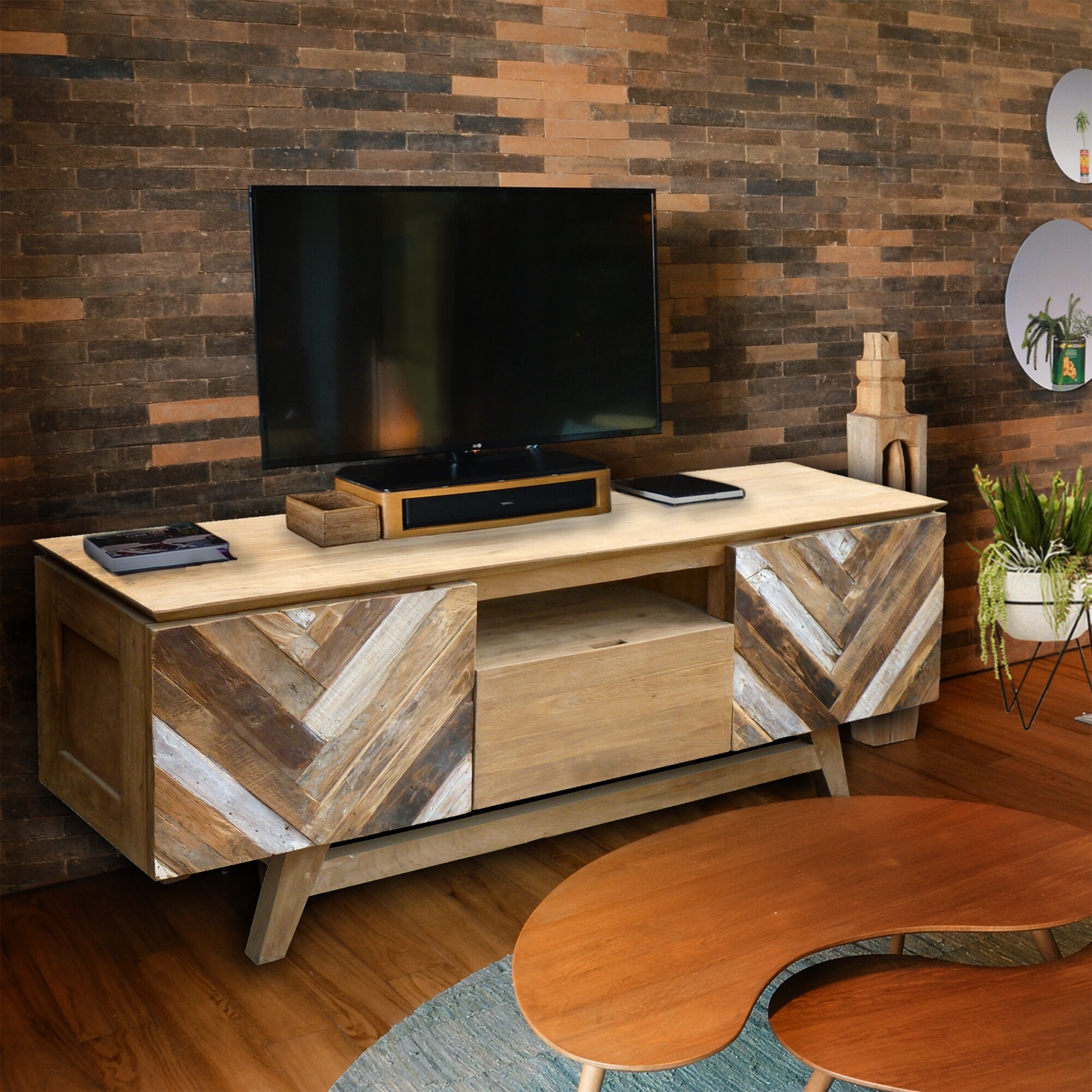 Teak wood entertainment shop center