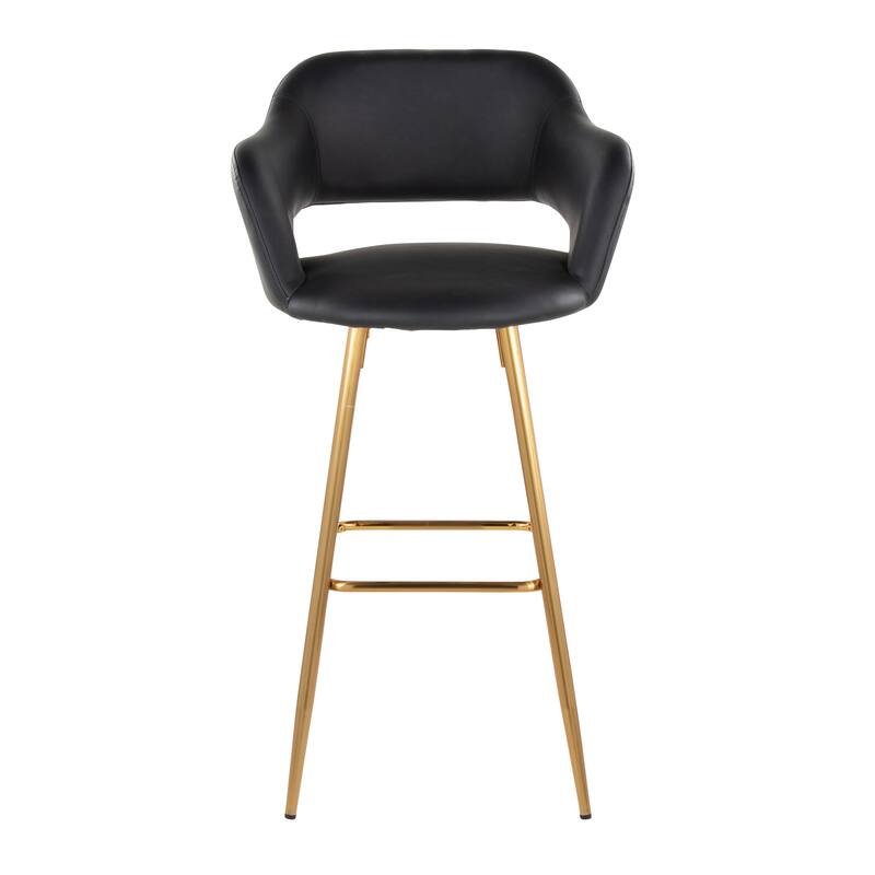 Porch & Den Vallen 30" Fixed-Height Faux Leather Counter Stool with Metal Legs & Square Footrest (Set of 2)