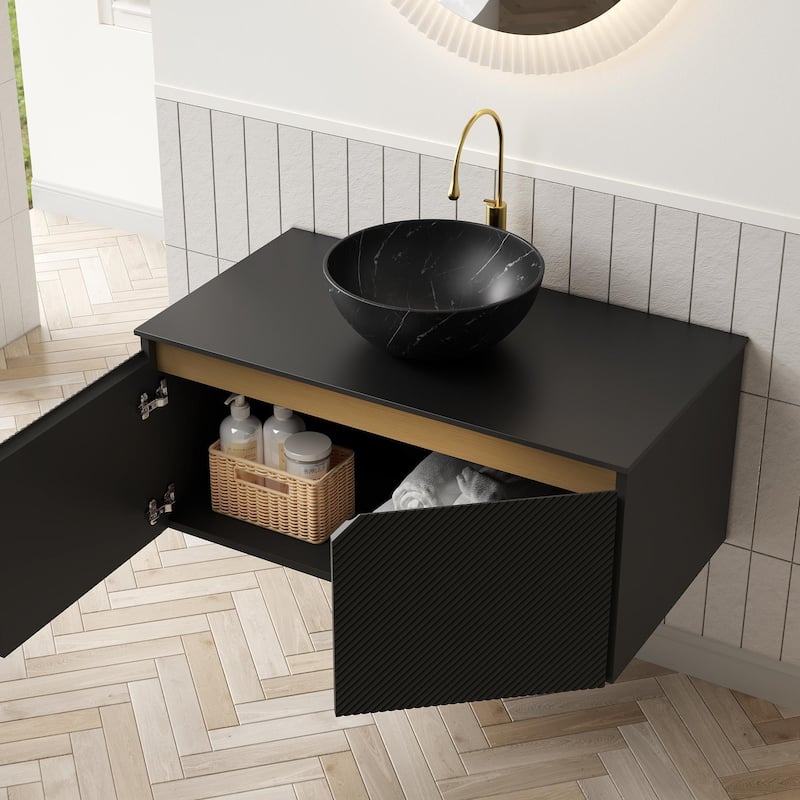 Wall-mounted Bathroom Vanity with Bowl Vessel Basin