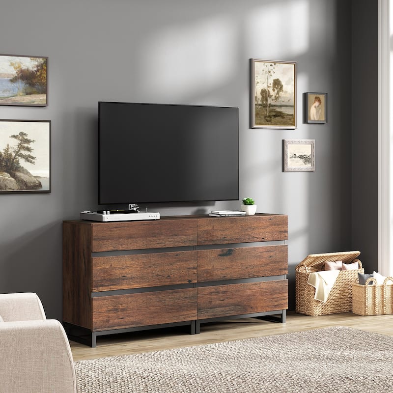 WAMPAT Dresser for Bedroom, Closet Organizers and Storage with 6 Drawers,Chest of Drawers with Metal Base