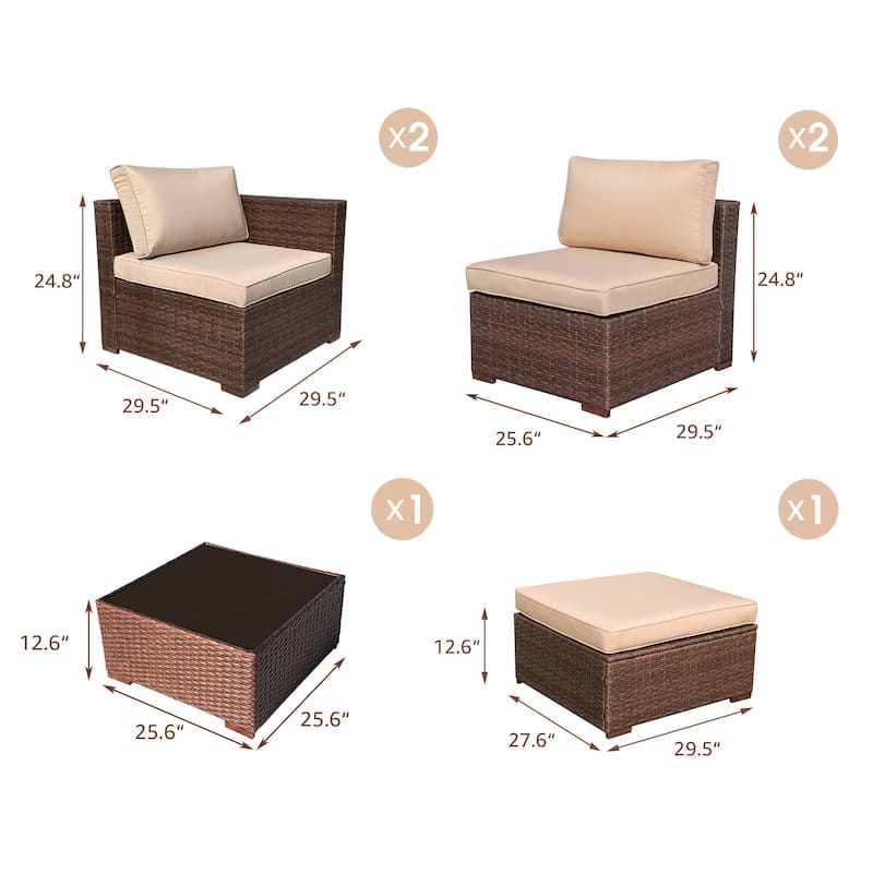 6-piece Outdoor Wicker Sectional Sofa Set
