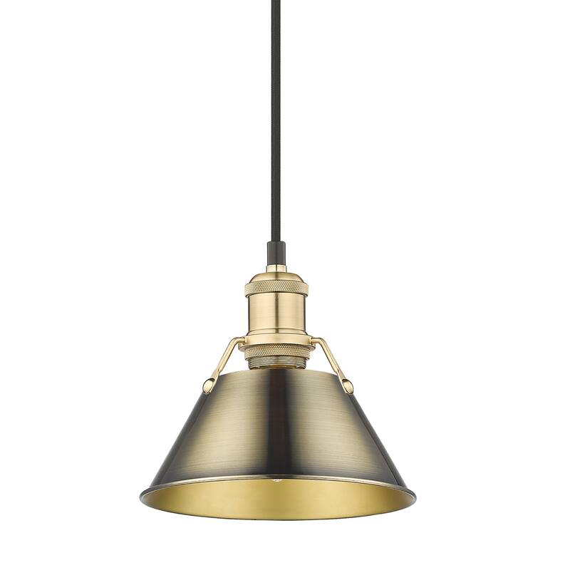 Yep by Golden Lighting Orwell 1-light 8in Pendant in Brushed Champagne Brass and Aged Brass shade - Gold