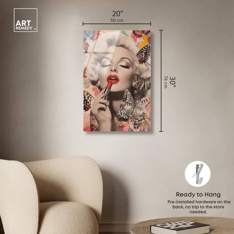 Iconic Lady Butterfly Collage Acrylic by Art Remedy, Ready to Hang