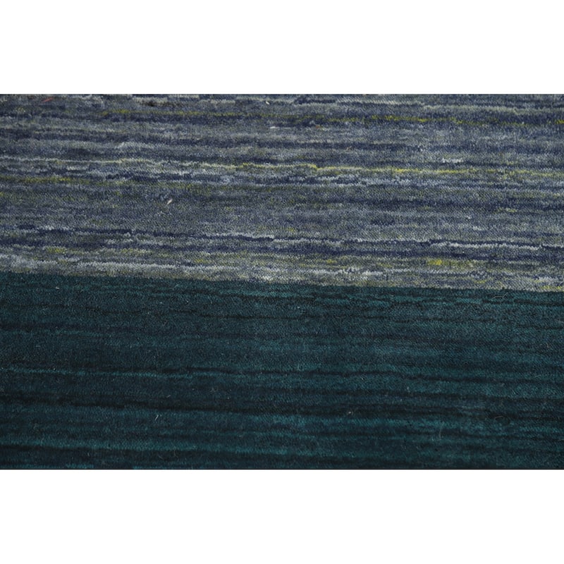 Striped Gabbeh Indian Runner Rug Hand-Knotted Wool Carpet - 3'0" x 10'2"