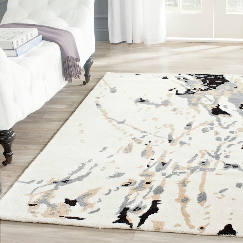 SAFAVIEH Handmade Bella Concepcion Modern Floral Wool Rug - 4' x 6' - Ivory/Grey