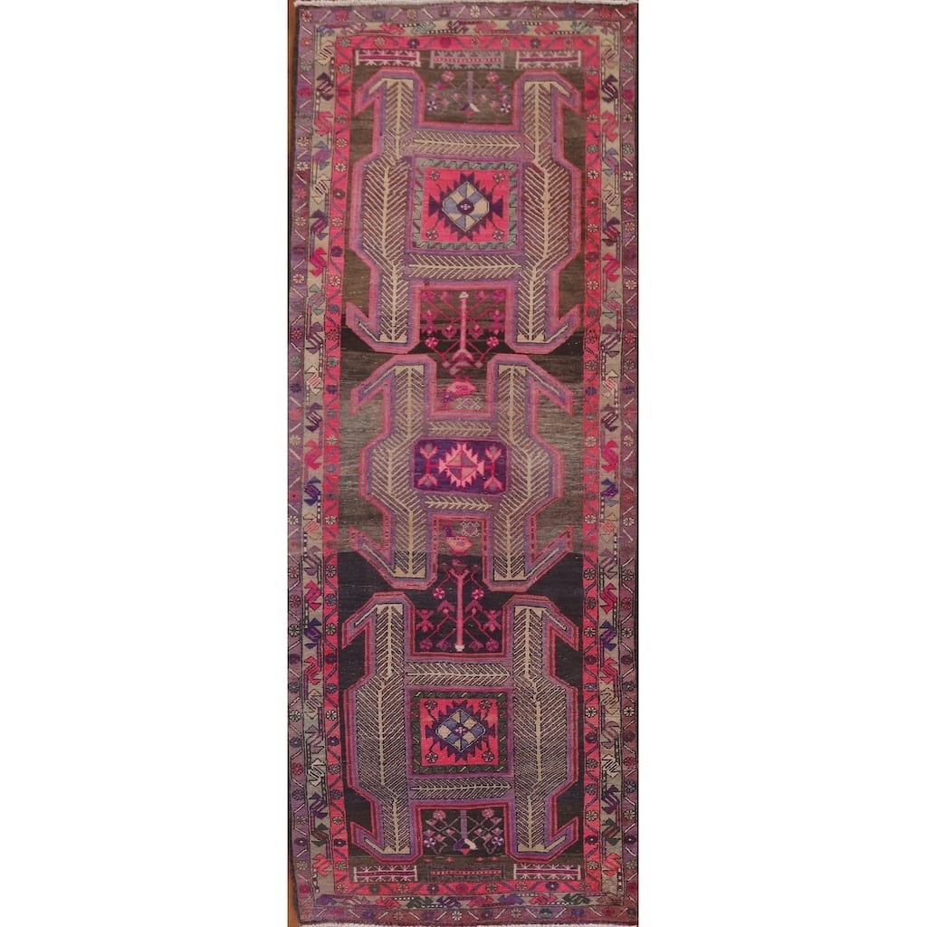 Meshkin Persian Antique Runner Rug Handmade Wool Carpet - 3'7" x 10'6"