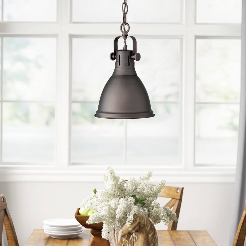 1-Light Farmhouse Ceiling Pendant Light,Vintage Hanging Light with Dome Shade, Oil Rubbed Bronze Finish - 8 Inch - Oil-rubbed Bronze