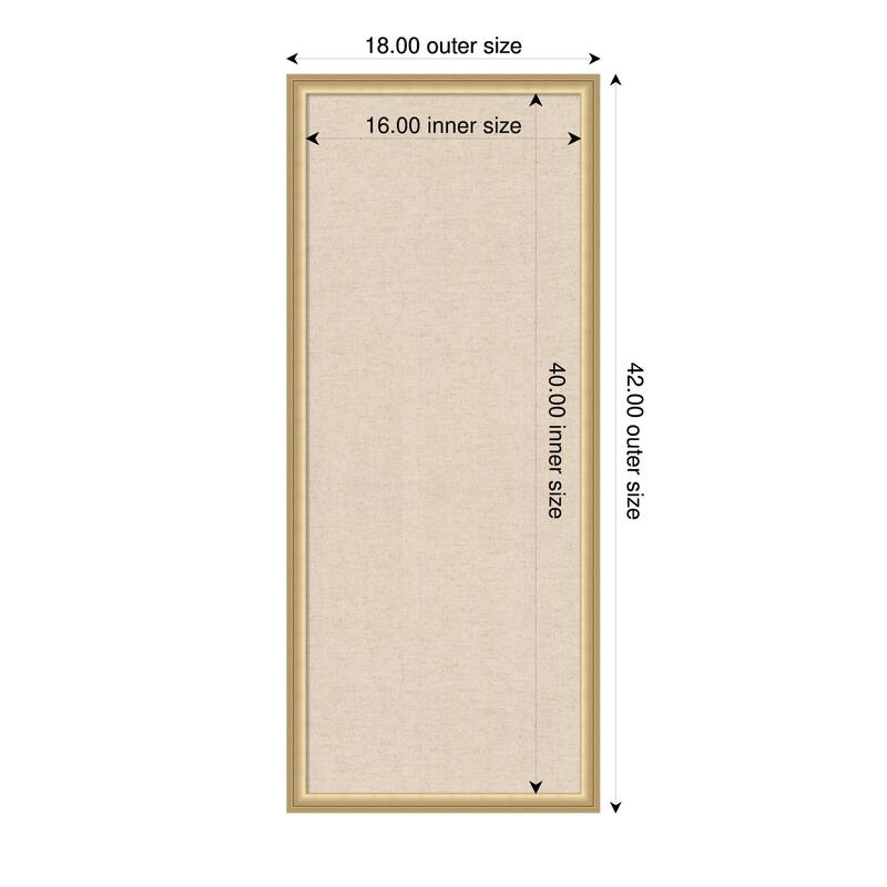 Amanti Art Framed Fabric Pinboard Natural Linen Printed Bulletin Board - Board Size 16 x 40 - Florence Gold