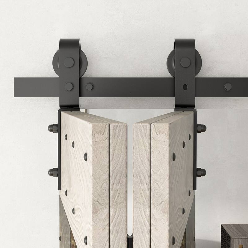 Coast Sequoia 30in./36in./48in./60in./72in. x 84in. Embossing Pine Wood Bi-Fold Barn Door With Sliding Hardware Kit