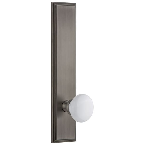 Grandeur CARHYD_TP_PSG_238_RH Carre Solid Brass Tall Plate Rose Right Handed Passage Door Knob Set with Hyde Park Knob and