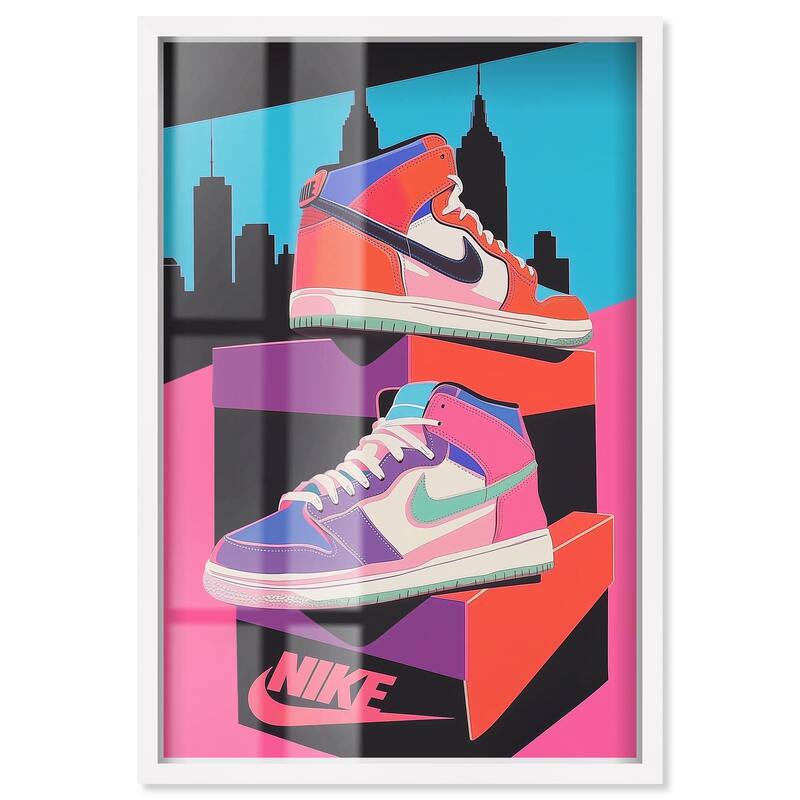 City Pop Sneakers Shadowbox by Art Remedy - White - 30" x 45"