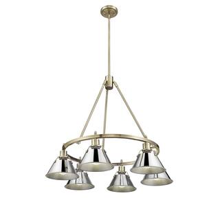 Orwell 6-Light Chandelier in Aged Brass with Chrome - Gold