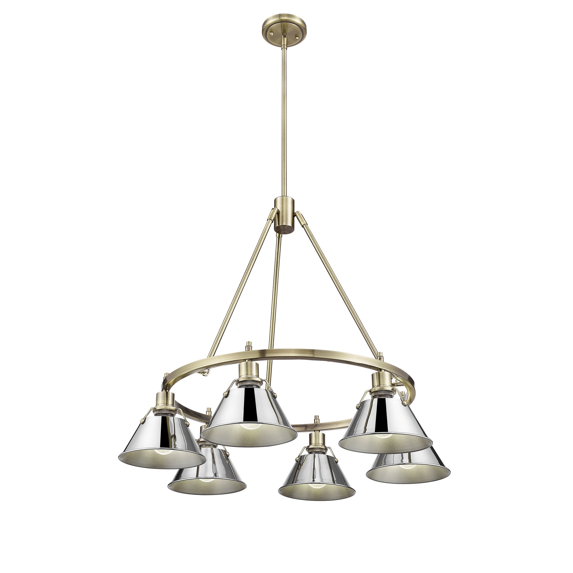 Orwell 6-Light Chandelier in Aged Brass with Chrome - Gold
