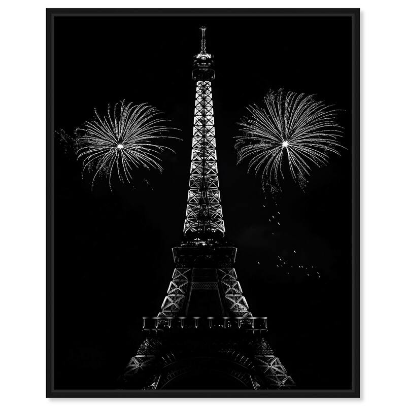 Fireworks Over Paris Canvas by Art Remedy - 20" x 24" - Black