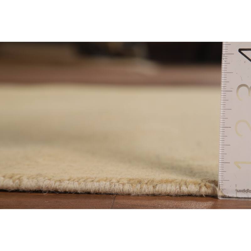 Muted Gold Beige Gabbeh Modern Rug Hand-Knotted Wool Carpet - 3'10"x 6'0"