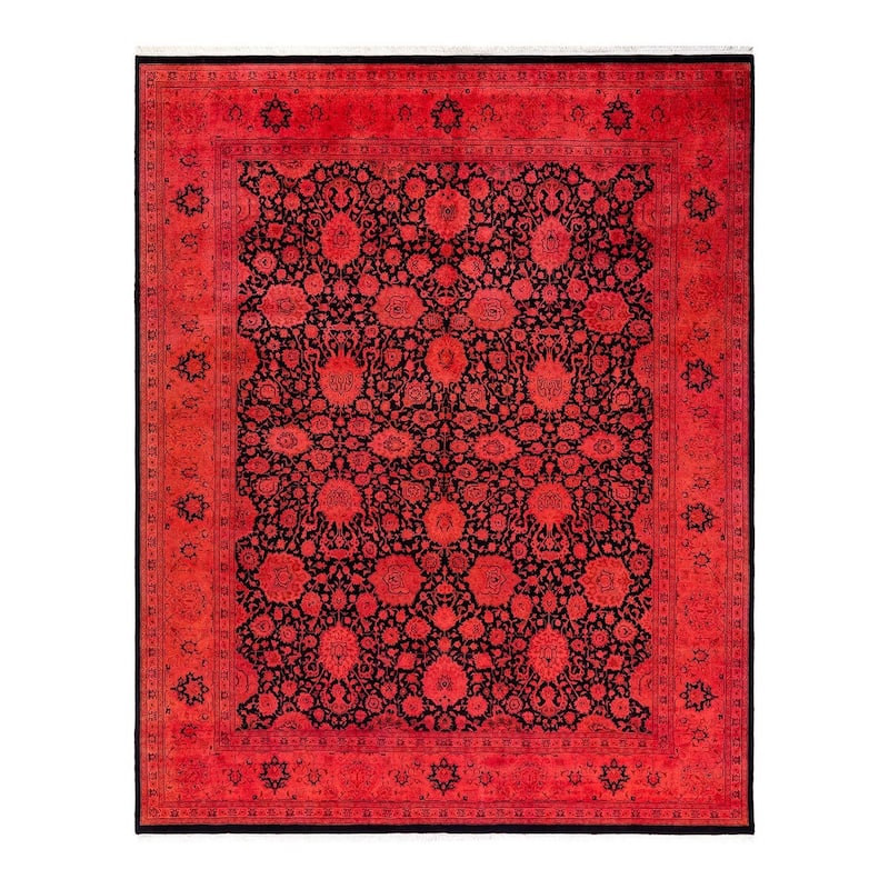 Overton Hand Knotted Wool Vintage Inspired Modern Contemporary Overdyed Red Area Rug - 8' 1" x 10' 4"