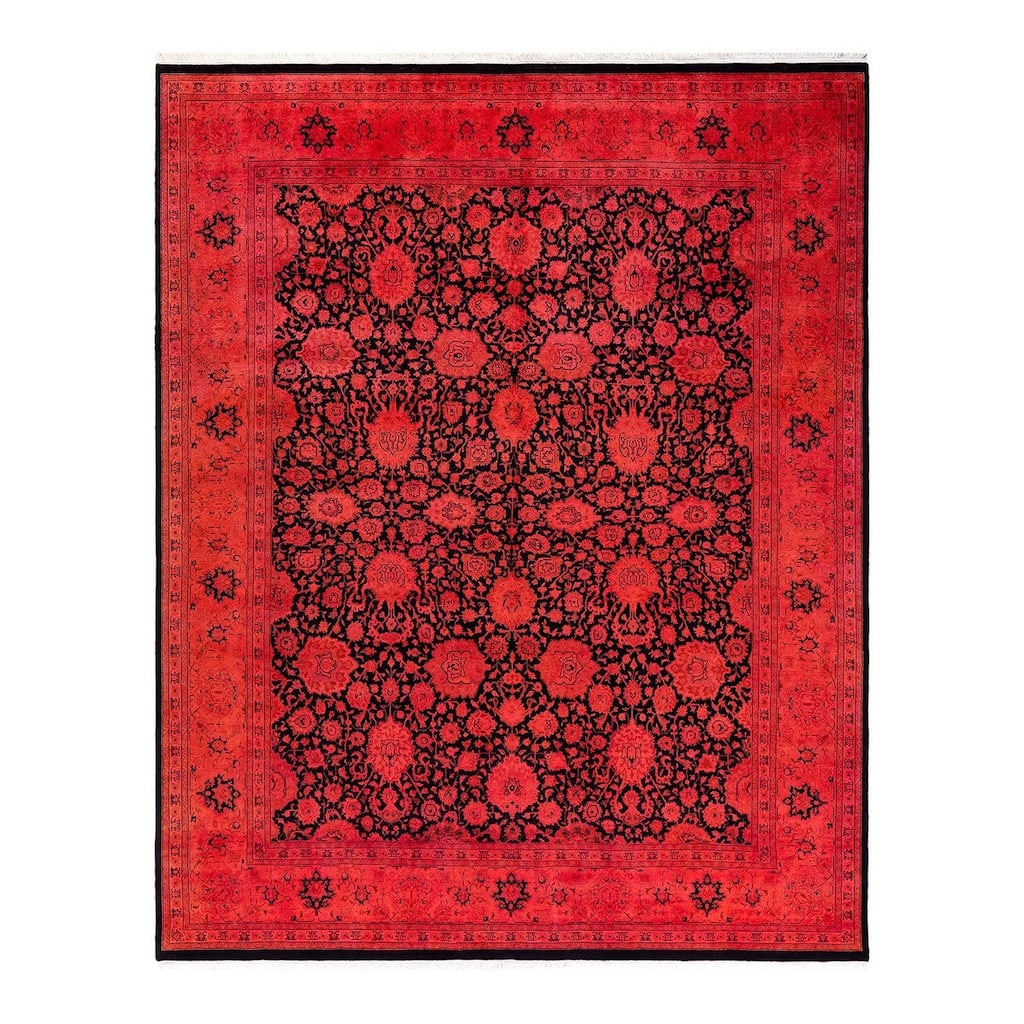 Overton Hand Knotted Wool Vintage Inspired Modern Contemporary Overdyed Red Area Rug - 8' 1" x 10' 4"