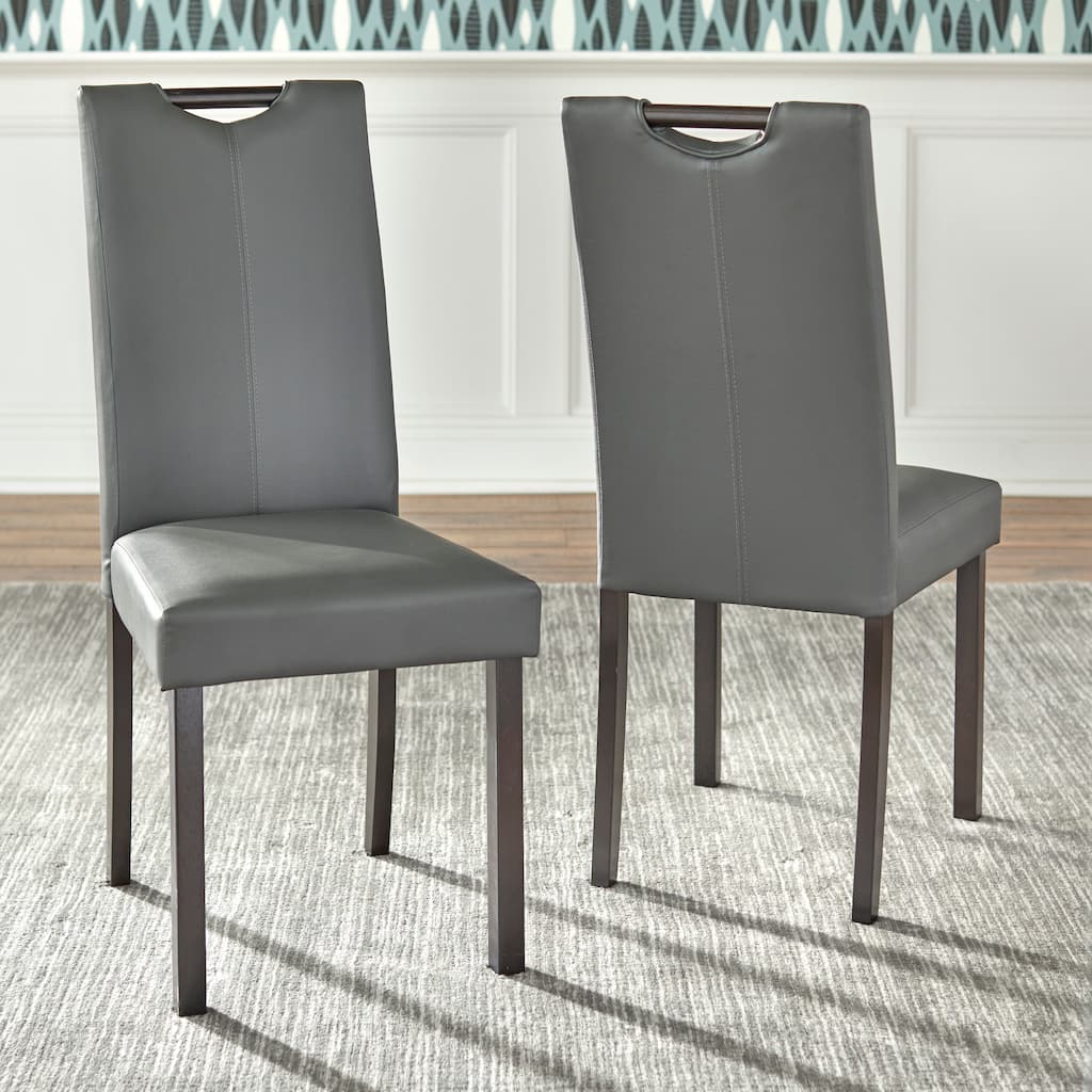 Simple Living Tilo Grey Leatherette Parson Dining Chairs (Set of 2)