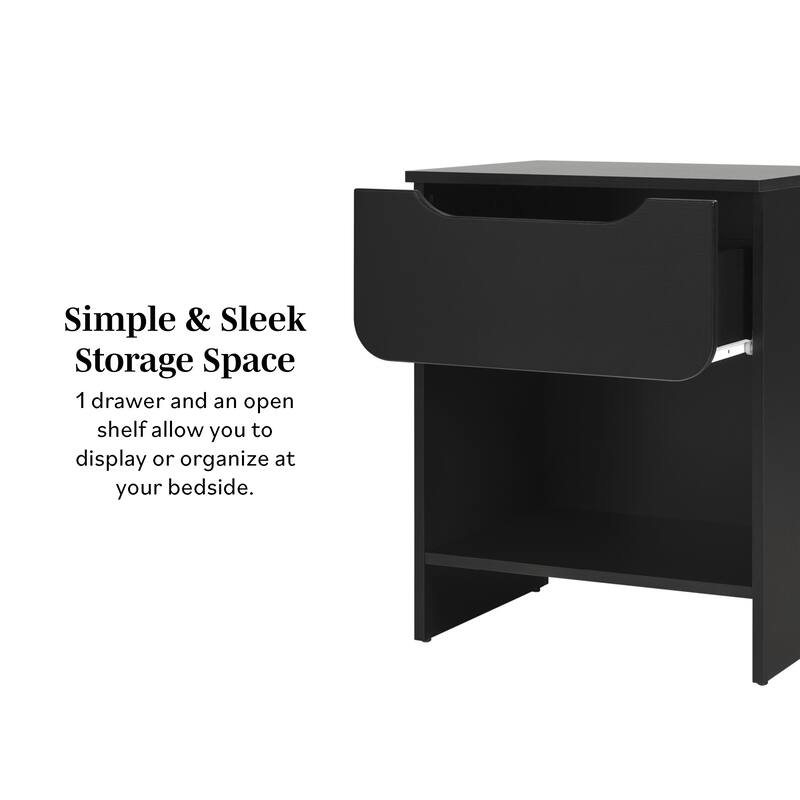 Middlebrook Designs Modern 1-Drawer Nightstand with Cubby (Set of 2)