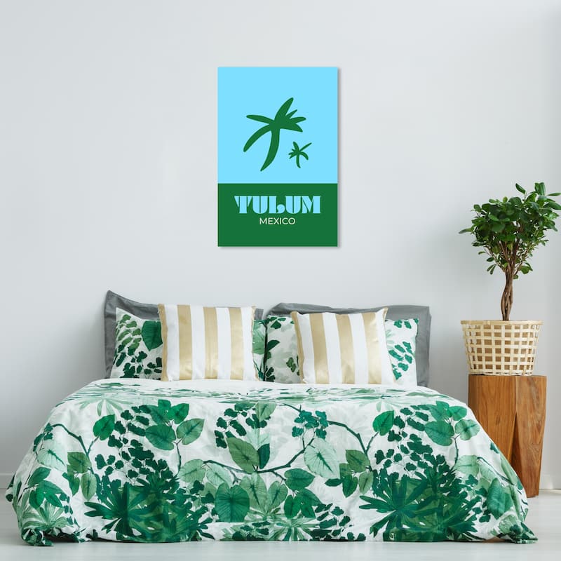 Wynwood Studio Canvas Nautical and Coastal Travel to Tulum Blue and Celeste Tropical Wall Art Canvas Print